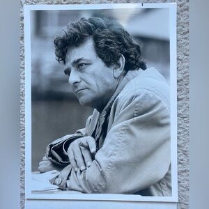 Peter Falk Black and White Photo with NBC Description Letter